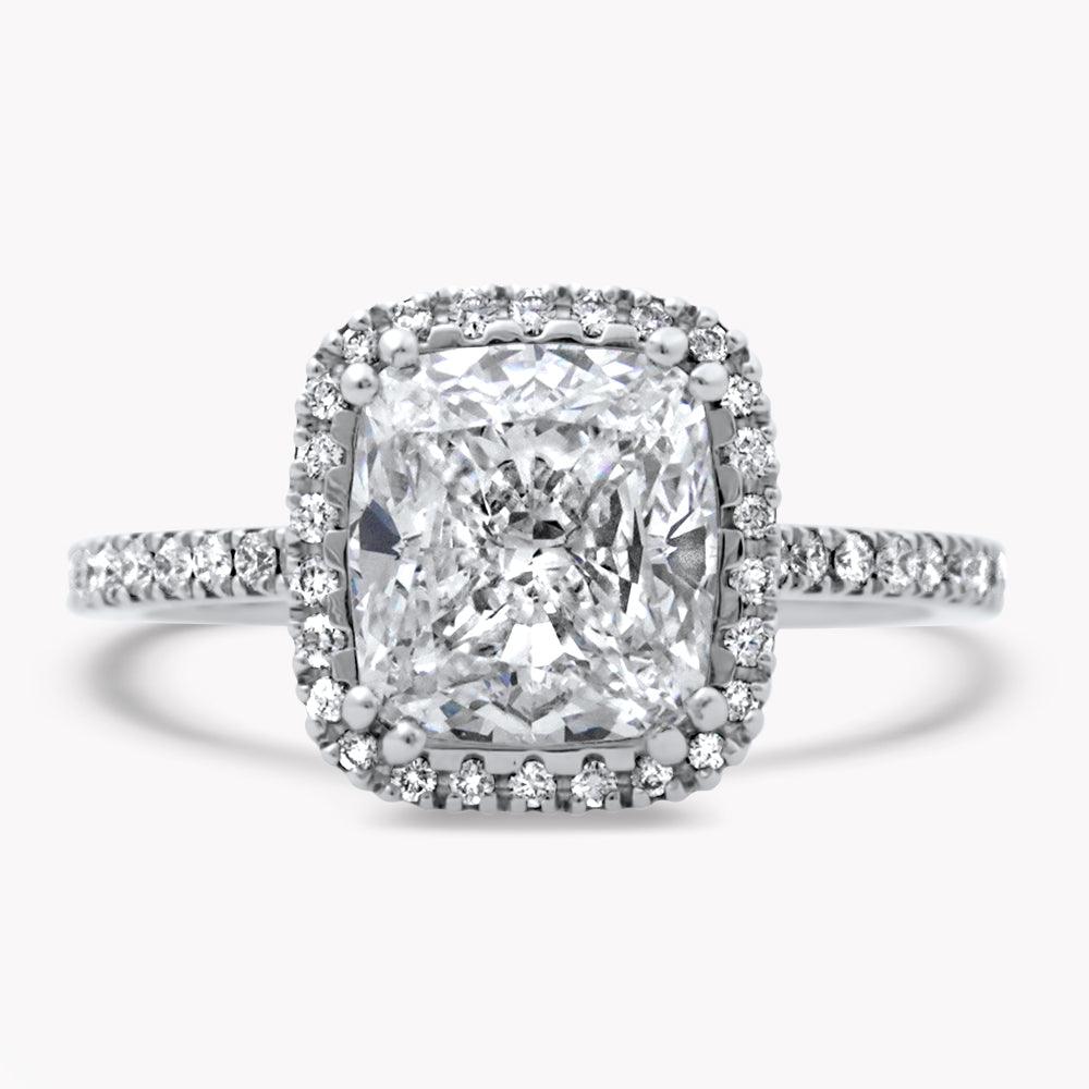 Anello con diamante simulato Halo taglio cuscino da 6 mm